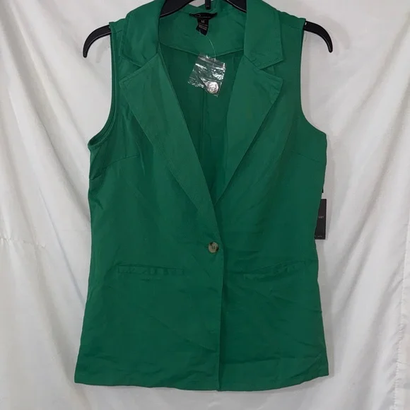 Emerald Green Women's Sleeveless Blazer Vest Size Medium - Picture 1 of 8